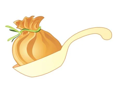 Spoon with wonton Stock Illustration
