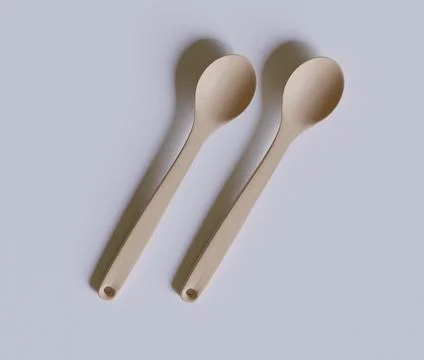 Spoon wood texture realistic render (4) Illustrazione stock