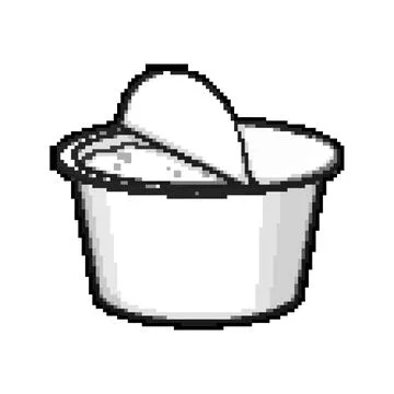 Spoon yogurt container pixel art vector illustration Stock Illustration
