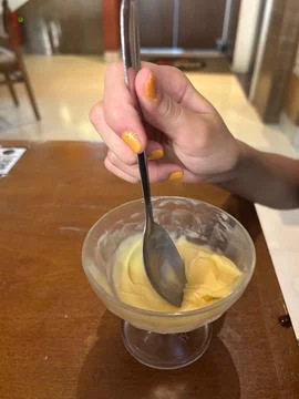 Spoonable dessert pudding Stock Photos