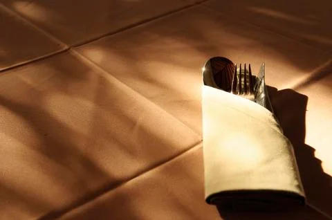 Spoon,fork and knife on the table Stock Photos