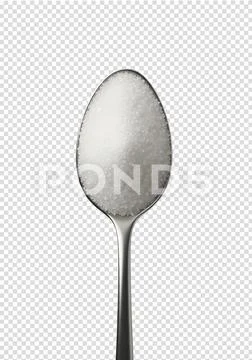 Spoonful of granulated sugar isolated PSD Template