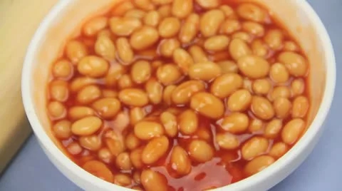 Spooning Baked Beans Stock Footage 12106581