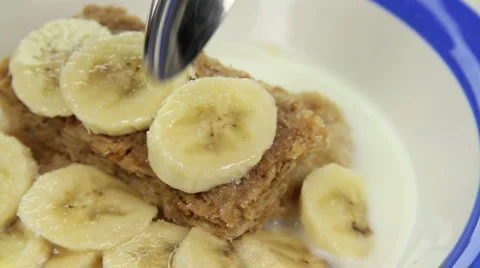 Spooning Weetbix Stock Footage 5387241