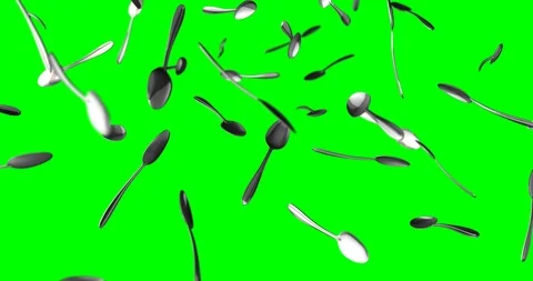 Spoons falling slow motion Stock Footage 108343105