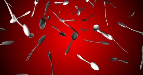 Spoons falling slow motion Video stock 108343316