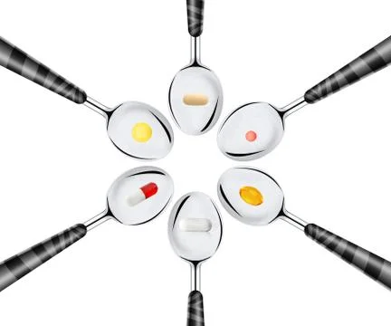 Spoons of pills Foto stock