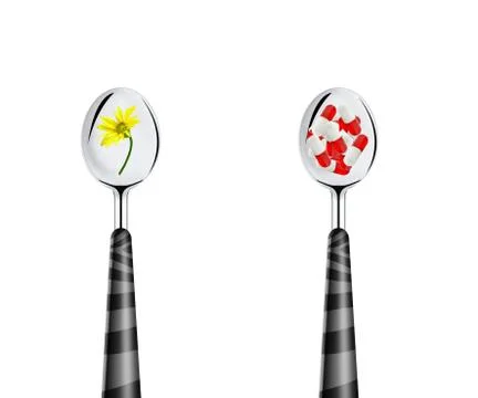 Spoons of pills Stock Photos
