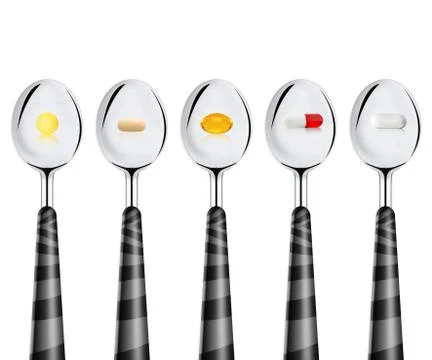 Spoons of pills Foto stock