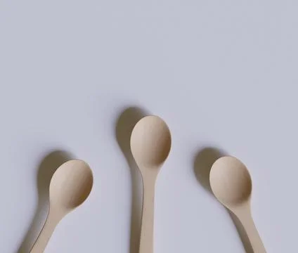 Spoons realistic render with a wood texture (5) Illustrazione stock