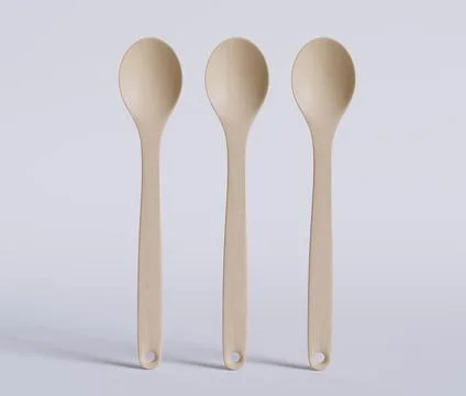 Spoons realistic render with a wood texture (11) Stock Illustration