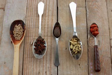 Spoons in row Foto stock