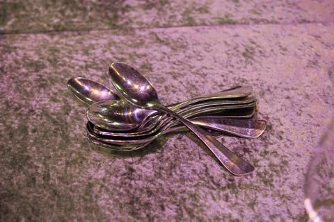 Spoons on the table Stock Photos