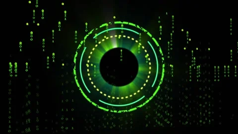 Sporadic binary starting neon rings rotating and pulsing yellow ring Stock Footage 317183764