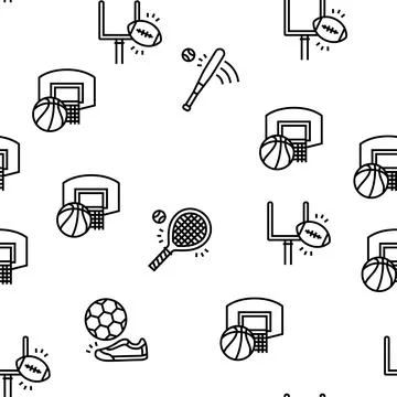 Sport Active Competitive Game Vector Seamless Pattern Stock Illustration