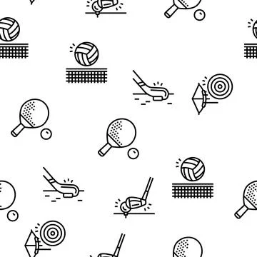 Sport Active Competitive Game Vector Seamless Pattern Illustrazione stock