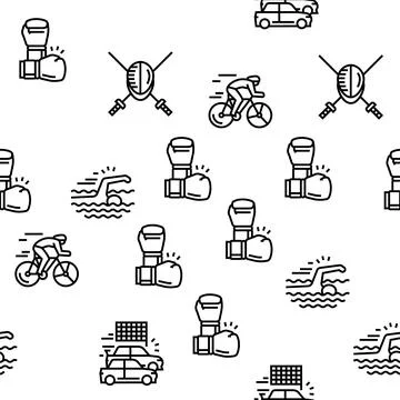 Sport Active Competitive Game Vector Seamless Pattern Illustrazione stock