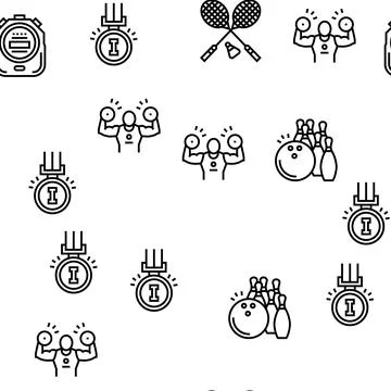Sport Active Competitive Game Vector Seamless Pattern Stock Illustration