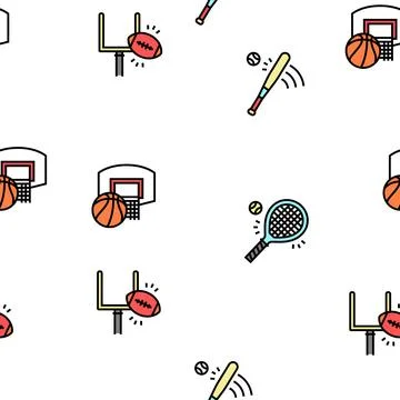 Sport Active Competitive Game Vector Seamless Pattern Stock Illustration