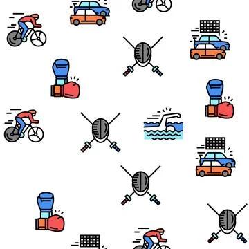 Sport Active Competitive Game Vector Seamless Pattern Stock Illustration