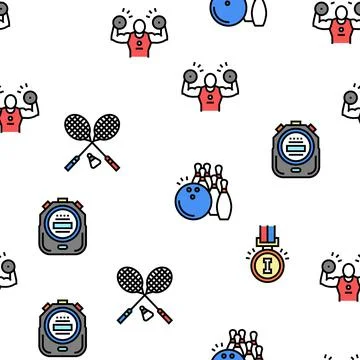 Sport Active Competitive Game Vector Seamless Pattern Stock Illustration