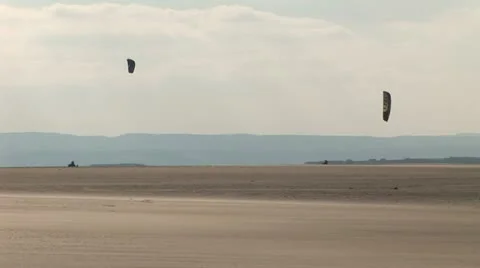 Sport and recreation (land sailing with kites) Stock Footage