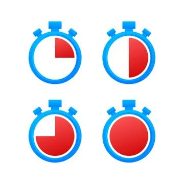 Sport background. Vector set. Set on white backdrop. Stopwatch vector illustr Stock Illustration