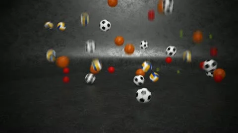 Sport balls bouncing invasion. Stock Footage 21307905