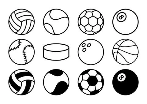 Sport balls icon set. Flat pictogram vector stock illustration. Isolated sign Stock Illustration