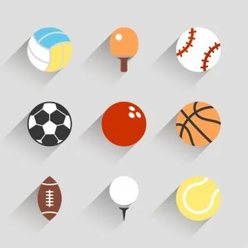 Sport balls icon set - vector white app buttons Stock Illustration