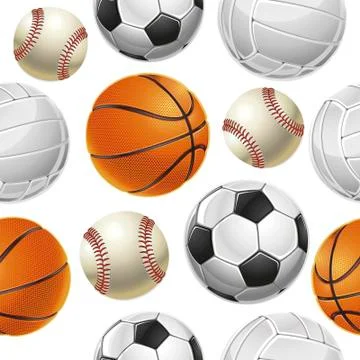 Sport Balls Set Seamless pattern. Vector illustration Stock Illustration