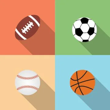 Sport balls set, vector flat style Stock Illustration