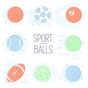 Sport balls vector icon set isolated on white background. Stock Illustration
