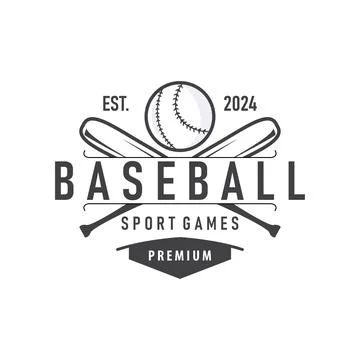 Sport of baseball with simple concept baseball logo silhouette design of st.. Stock Illustration