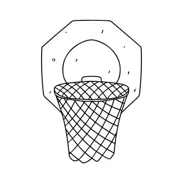 Sport basket in hand drawn doodle style. Vector illustration isolated on wh.. Stock Illustration