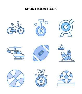 Sport Blue Bundle Icons Pack Stock Illustration