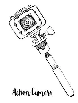Sport camera, action camera isolated on white background. Illustrazione stock
