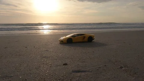 Sport car on the beach Stockbeeldmateriaal 155901067