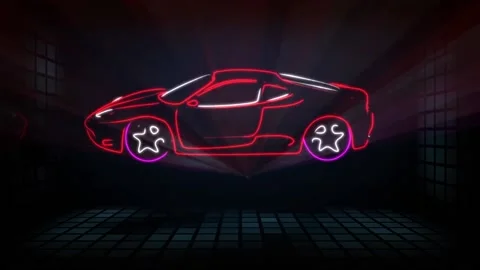Sport car. Computer simulation of a laser show (based on a real laser show) 스톡 동영상 132013846
