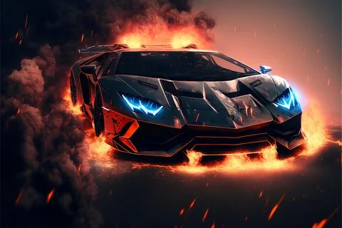 Sport car concept lightingfire generated ai (3) Illustrazione stock