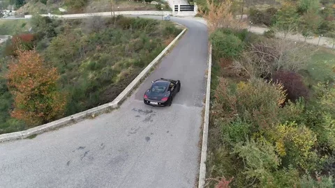 Sport Car crossing a bridge Stock Footage