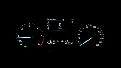 Sport Car Dashboard Instruments, Odometer Speedometer Tachometer, 4K 스톡 동영상 144611079