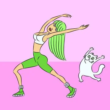 Sport with the cat. vector illustration. Stock Illustration