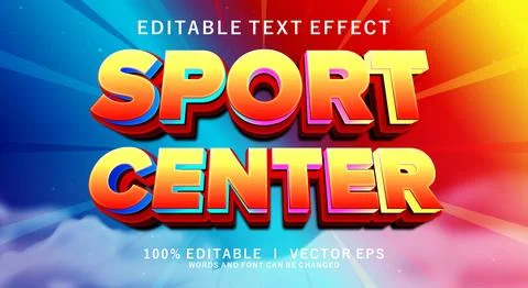 Sport center 3d vector text effect with modern style design Stock Illustration