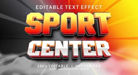 Sport center vector text effect with modern style design Stock Illustration