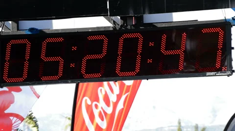 Sport clock or chronometer running in sport event Stock Footage 49163984
