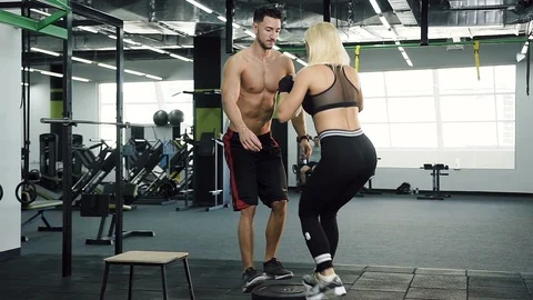 Sport couple training in the gym. Stock Footage 99097971