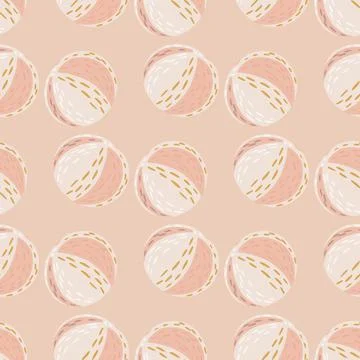 Sport design seamless pattern with pale pink beach ball elements. Simple summ Stock Illustration