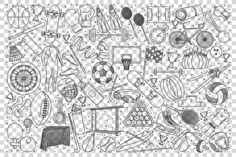 Sport doodle set Stock Illustration