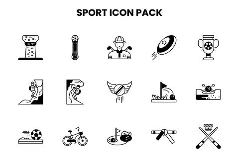 Sport DuoTone Bundle Icons Pack Stock Illustration